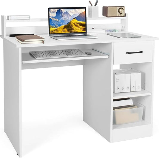 Giantex 2-Tier Office Desk, White