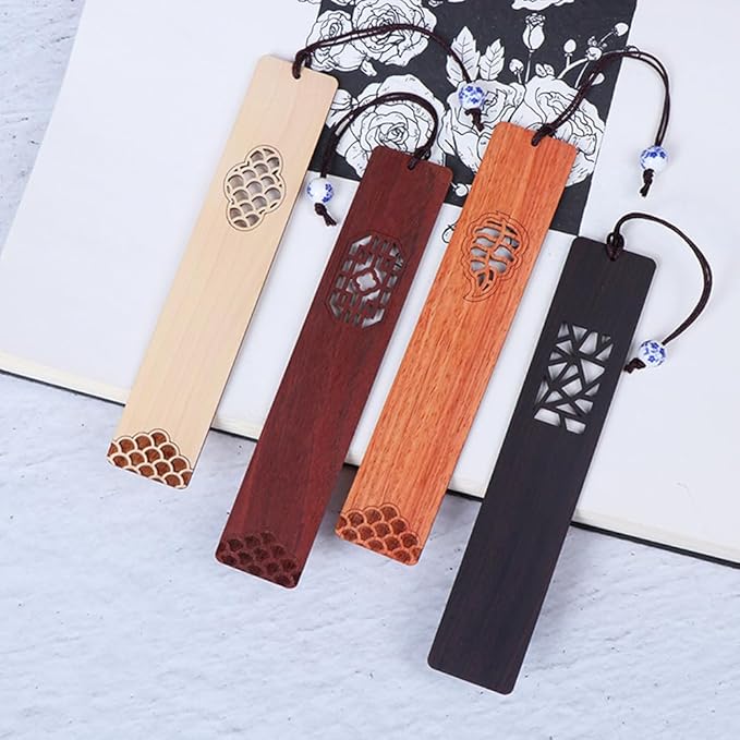 Wooden Bookmark Engraved Book Mark Vintage Style Best Unique Gifts Set for Book Lovers,Women,Men,Teacher,Birthday Present