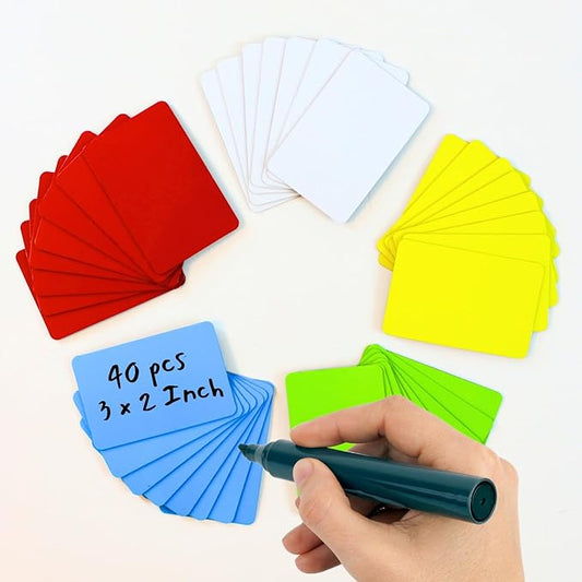 Availey 40 Pieces (3 x 2") - Full Colored Magnetic Dry Erase Labels - Reusable Strips for Classroom Home Office Garage Refrigerator Blank Writable Erasable Cards Name Tags Students Locker Shelf