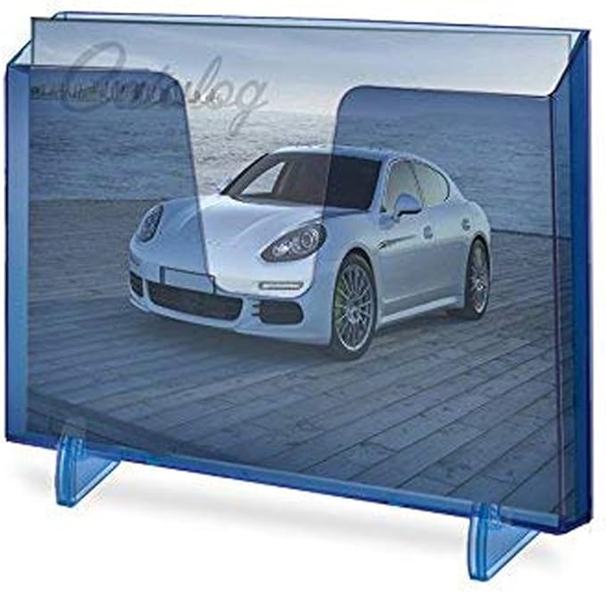 Acrimet Pocket File Holder Horizontal Design Brochure Display (for Wall Mount or Countertop Use) (Removable Supports Included) (Letter Size) (Clear Blue Color)