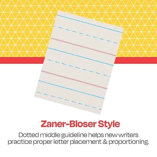 School Smart Zaner-Bloser Paper, 1/2 Inch Ruled, 8 x 10-1/2 Inches, 500 Sheets White