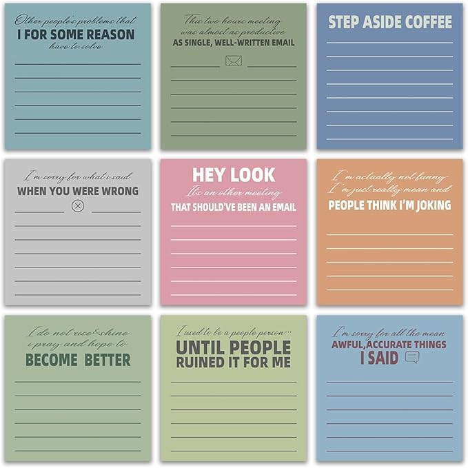 Post it Notes 3x3 Cute and Aesthetic Sticky Notes Planner Notepad - 450 Sheets - Desk Accessories for School, Office, and Home - Ideal Gifts for Teachers, Women, and Coworkers (Sayings Line)