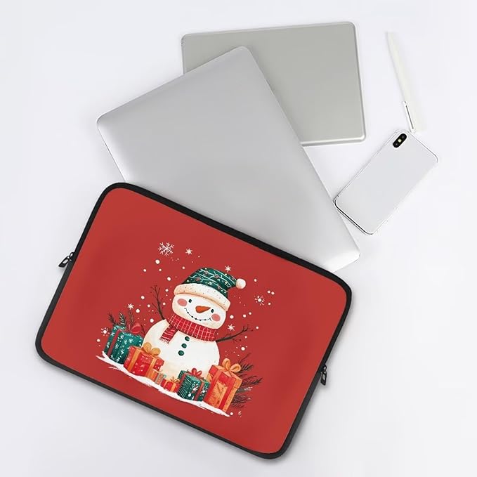 Cute Snowman Laptop Sleeve for Women Teen Girls 17 inch Laptop Protector with Multiple Uses Computer Carrying Case Christmas Tablet Bag Lap Top Case Men Laptop Protector