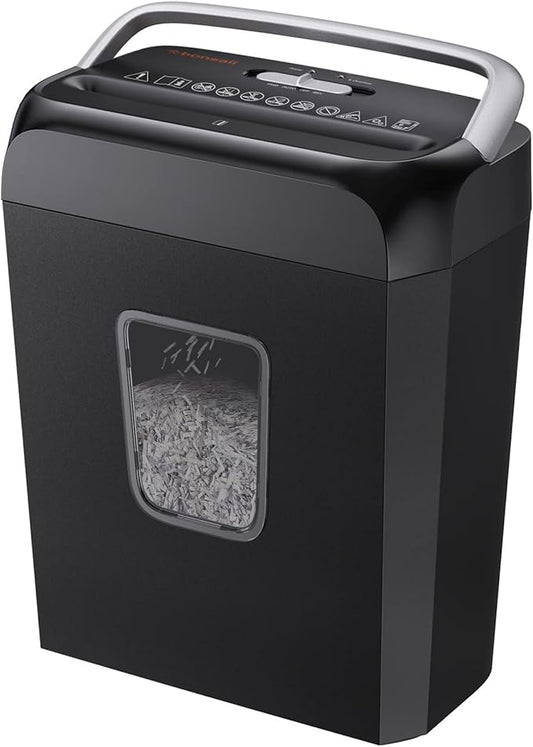 Bonsaii Paper Shredder, 5-6 Sheet Crosscut Shredder for Home Use, 3.4 Gals Wastebasket
