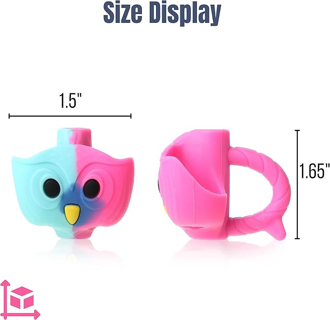 Mr. Pen Owl Pencil Grips, 6 pcs, Silicone Gel, Cute, Fits Pencils, Pens, Crayons