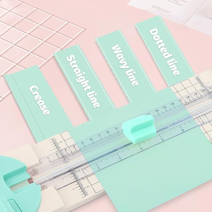 Paper Cutter,4-in-1 Paper Trimmer,Photo Cutter,Multi-Function Scrapbooking Tool with Dial Blades of Straight,Wave,Perforated,Creasing for Cutting Paper,Coupons,Postcards,Card