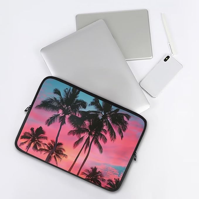 Tropical Palm Tree Laptop Protective Sleeve for Women 17 inch Computer Sleeve Bag Neoprene Lap Top Case Suitable Gifts for Travel School Office Neatly Organizers Sunset Laptop Accessories