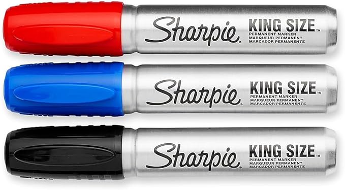 Sharpie King Size Permanent Marker, Large Chisel Tip, Great for Poster Boards, Assorted, 4 Count