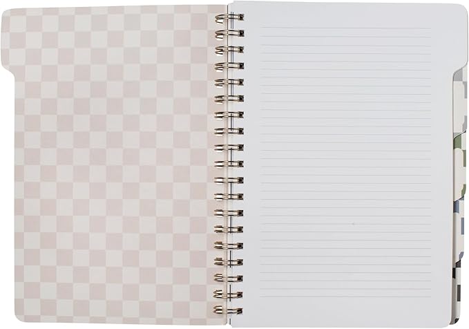 Fringe Studio Large Tab Notebook,Neutral Checks, Flexible Paperback Cover, 5 Subject/Die-Cut Dividers, 7.25" X 10", 180 Lined Pages, Multicolor (343PA002FSC)