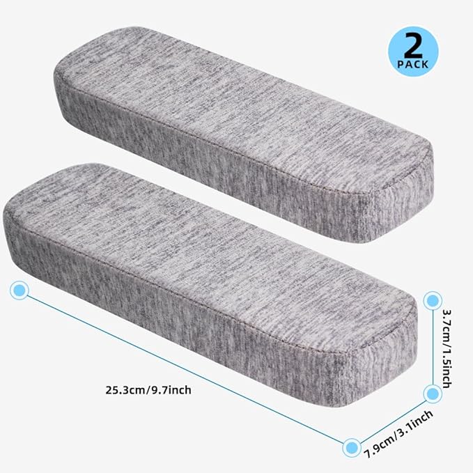 Office Chair Arm Covers with Memory Foam Elbow Pillow for Forearm Pressure Relief, Grey Arm Rest Covers for Office Chairs, Wheelchair, Comfy Gaming Chair