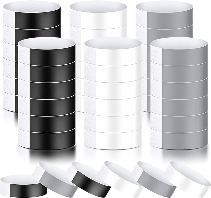 Epakh 600 Pcs Paper Wristbands Neon Wrist Bands Waterproof Handbands for Events Lightweight Concert Wristbands Neon Colored Adhesive Wrist Band for Party