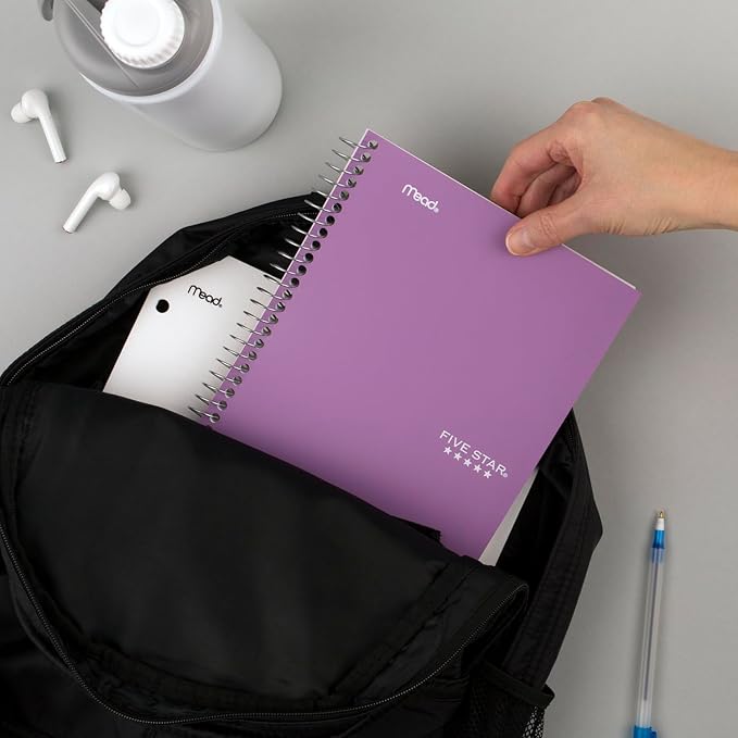 Five Star Spiral Notebook, 2 Subject, College Ruled, 9 1/2" x 6" 80 Sheets, Amethyst Purple (840029CF1-ECM)