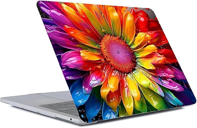 Compatible with 13.3 Inch MacBook Air A1466/A1369, Colorful Rainbow Sunflowers Hard Plastic Shell Cover Case
