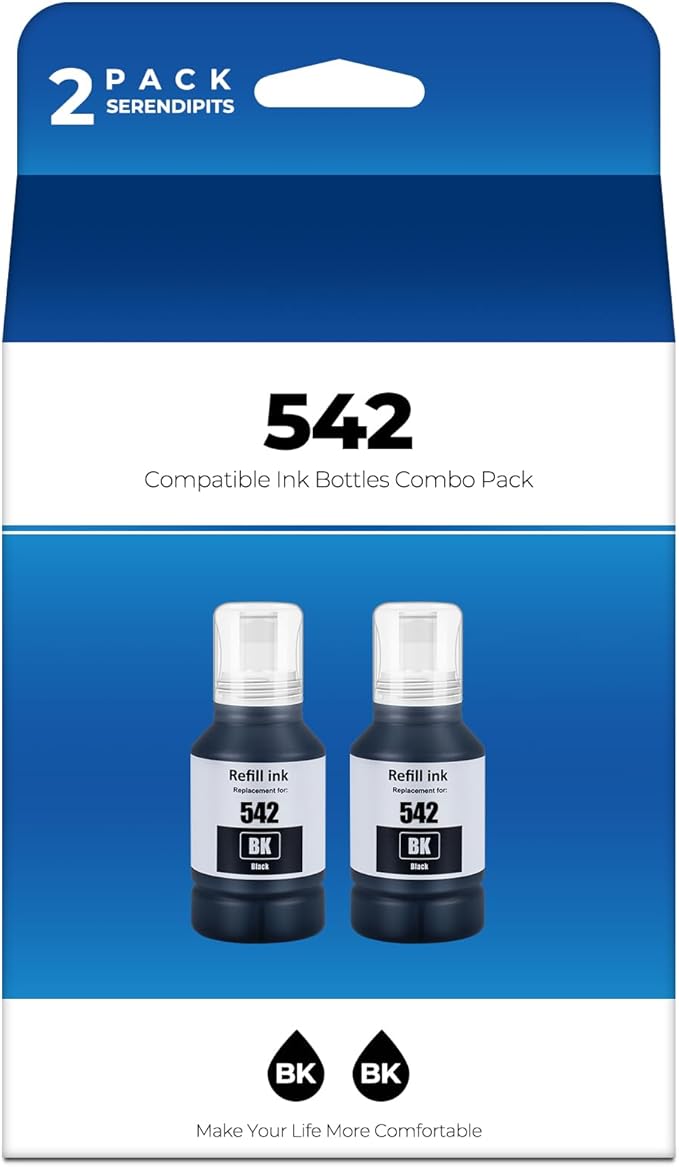542 Black Ink ET-5880 ET-5850 ET-5150 Replacement for 542 Ink Black for Ecotank Pro ET-5170 ET-5180 ET-5800 ET-16650 ET-16600 ET5150 ET5170 ET5180 ET5850 ET5800 ET5880 ET16650 Printer, 2 Pack