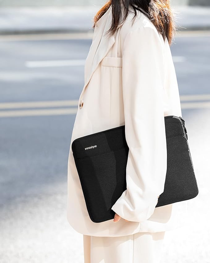 Protective 14 Inch Laptop Sleeve for 14 MacBook Air/Pro, 14 HP Dell Lenovo Asus Notebook - Shockproof, Water-Resistant with Accessory Pocket (Black, 14 inch)