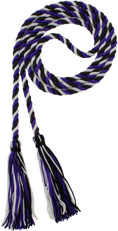 Tassel Depot Graduation Honor Cord - Black/Purple/Gray - Every School Color Available - Made in USA