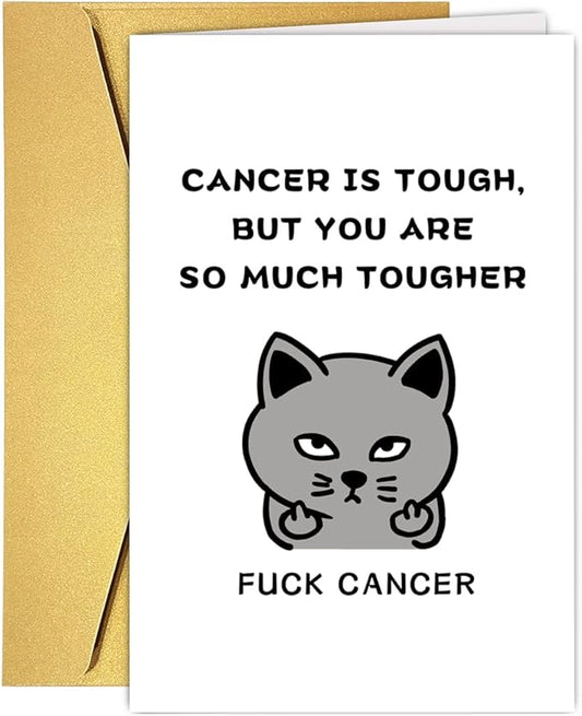 Funny Fuck Cancer Encouragement Fell Better Card Gift, Cute Cancer Get Well Support Card for Him Her, Sympathy Thinking of You Gift