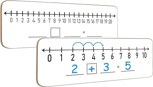 SCRIBBLEDO Dry Erase Number Line Board 4”x12” Inch Lapboard Double Sided White Board Featuring 0-10 Number Line On One Side 0-20 On The Other for Students Desk Whiteboard Math Manipulatives