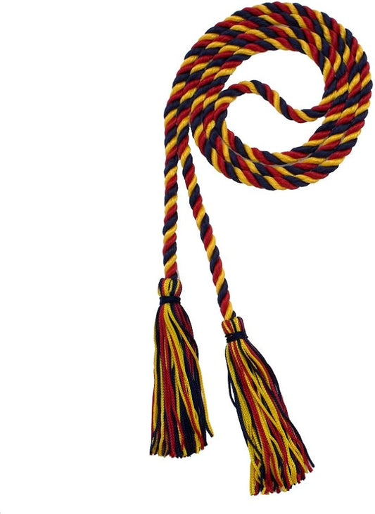 Tassel Depot Graduation Honor Cord - Navy/RED/Gold - Every School Color Available - Made in USA