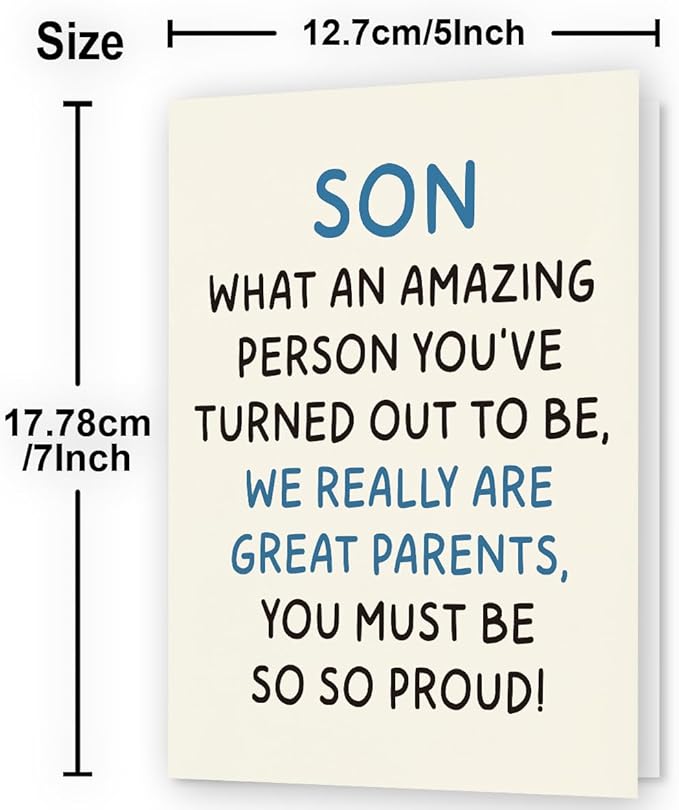 Son Birthday Card | Birthday Card Son | Birthday Card for Son | Son Birthday Card from Mom, Dad, and Parents | Funny & Happy Birthday Card for Adult Son | Birthday Gifts for Son