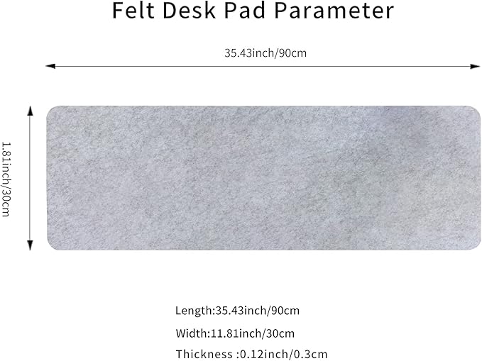 DawnTrees Felt Desk Pad,Keyboard Mat (35.5x12Inches),Large Felt Mouse Pad,Computer Desk Mat XL,Desk Protector for Office (Light Gray)