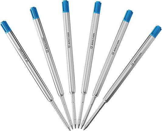 BASTION Pen Refill Ballpoint Blue | Replacement for All Bastion Bolt Action Pens | Standard Pen Ink Refills Cartridge (Blue 6 pc)