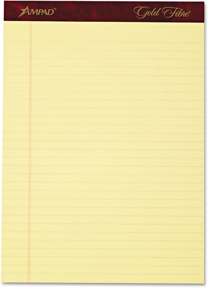 Esselte Corporation Perforated Pads,Legal,50 Sheets,8 1/2" x 11 3/4" ,4/Pack,Canary