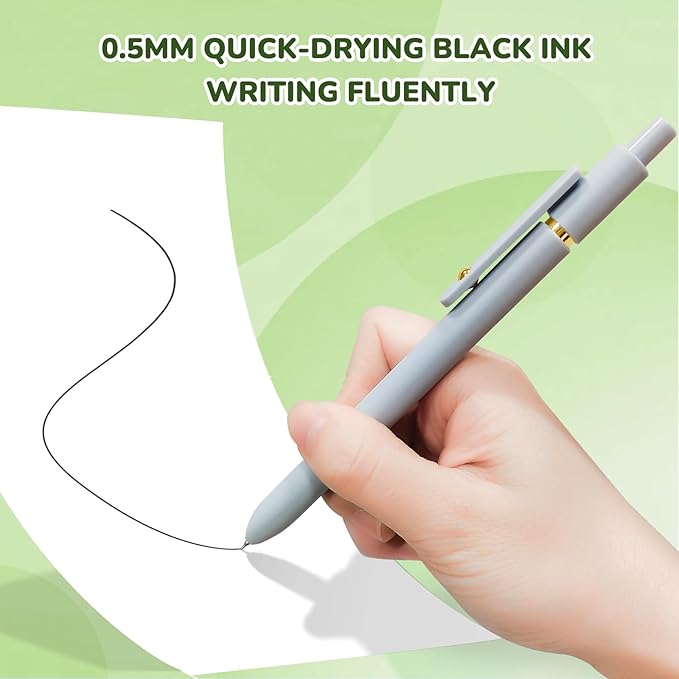 UIXJODO Gel Pens, 6 Pcs Black Ink Pens for Women, 0.5mm Fine Point Smooth Writing Pens, High-End Series Retractable Pens for Journaling Note Taking (6 Pcs Gold Morandi)