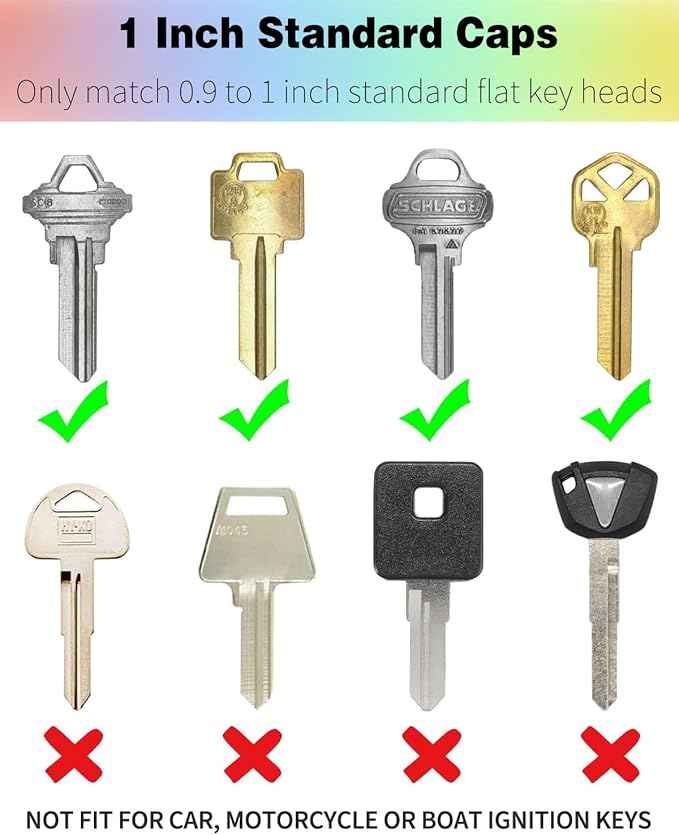 Vibit 16 Pack Colorful Plastic Key Cap Tags and Identifier Covers for Standard Flat House Keys, 2 Styles