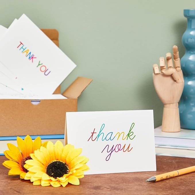 Juvale 48 Pack 4x6-inch Bulk Thank You Cards with Envelopes - Appreciation Gift Note for Teachers and Kids (6 Assorted Designs)
