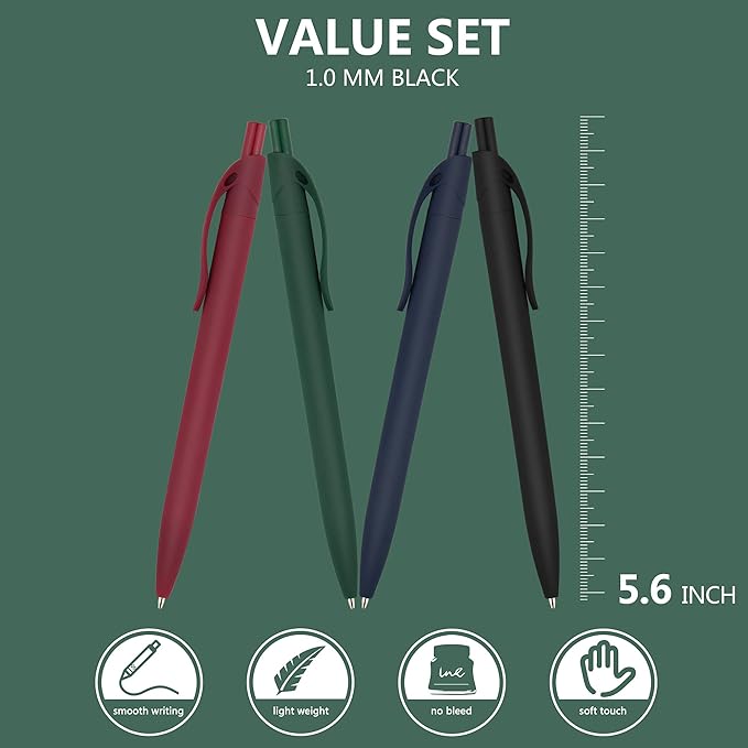 deegtran Pens Bulk, 200 Pack No Bleed Black Pens, Retractable Ballpoint Pens, Pens Medium Point, Smooth Ink Pens, 1.0MM Black Ink