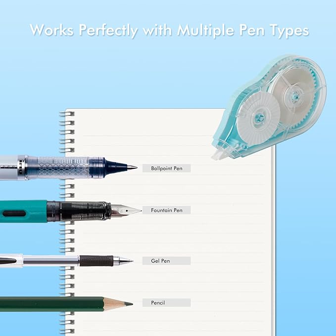 Upgraded 6 Pack Correction Tape (5mm, 590 ft Total) High-Capacity White Out Tapes Set for Quick, Precise Corrections | Bulk Correct Tape Dispensers for Office & School Supplies