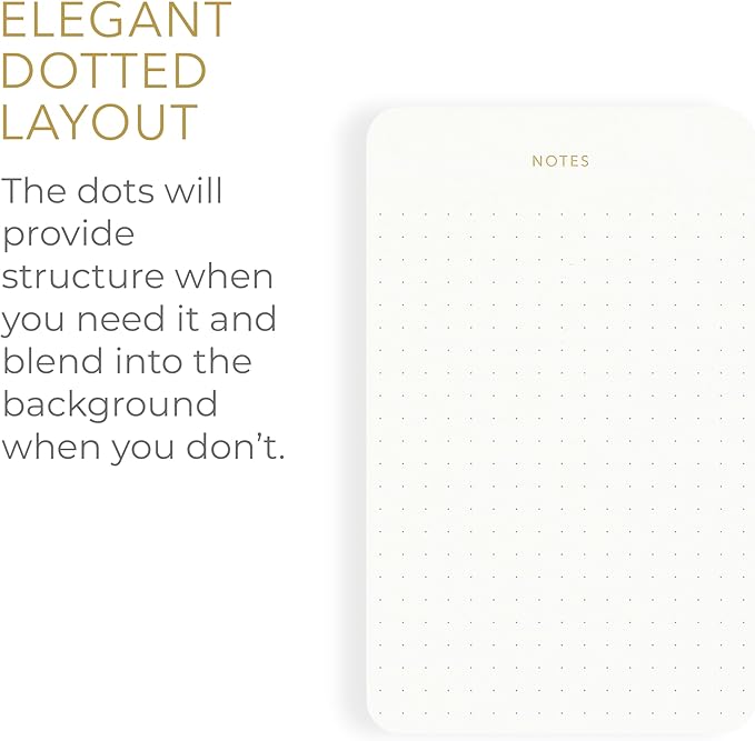 Elegant Desk Notepads for Professionals, Executive's Memo Pads, Minimalist, Gold Foiled, Dotted Layout, 3 Pack, 225 Sheets Total (75 Each), 6.3" x 3.9”, 80 GSM, Eco-friendly, FSC™ Certified Small Notepad
