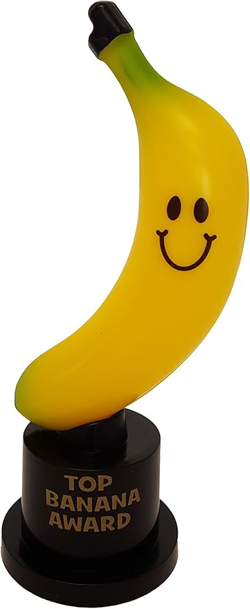 Plastic Gold Trophies, Thumbs Up Trophy, High Five Trophy, Youre #1 Trophy, Star Trophy, Banana Trophy (12 Pack) (Standard, Banana)