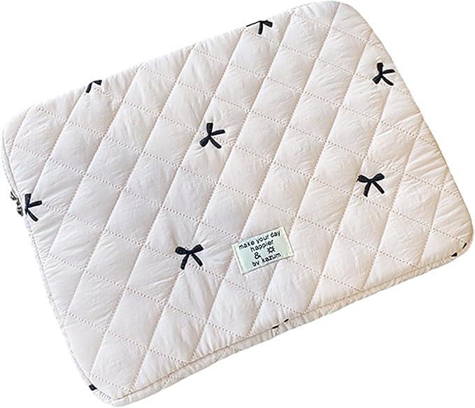 9-11 Inch Tablet Sleeve Case for iPad Pro 11 Air 4 10.2 Tab Protective Bag Cute Bowknot Quilted Puffy Laptop Pouch Carrying Case