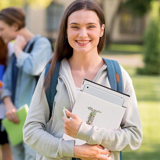 Monogrammed Book Sleeve Floral L Initial Book Pouch Book Accessories Book Lovers Gifts Waterproof Book Cover Book Protector Bookish Gifts Personalized Gifts for Women Girls Readers Bride Librarian