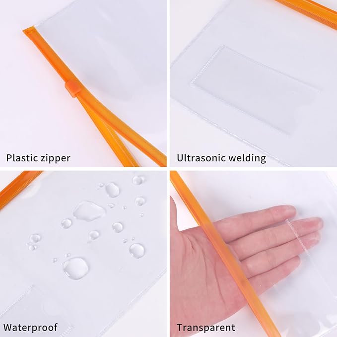 EOOUT 32pcs Poly Zip Envelope, Reusable Envelopes, Pencil Case Bulk, Bill Bag, 9'' x 4.7'', A6 Size, 10 Colors, for Cash School and Office Supplies