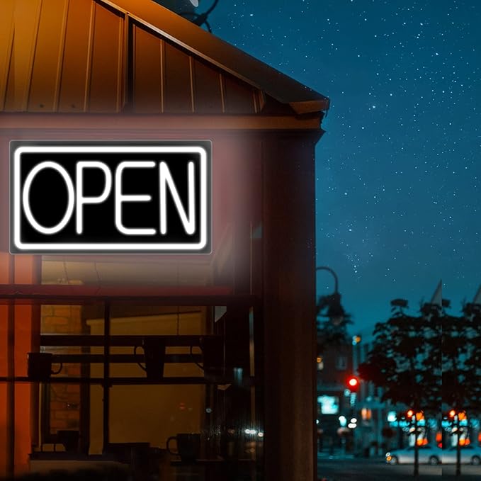 Open Signs for Business Ultra Bright LED Neon Open Signs 16 Inch Plug In Electric Light Up Open Sign with Hours ON/OFF Switch for Business Storefront Window Glass Door Shop Florists Bar Salon Cafes