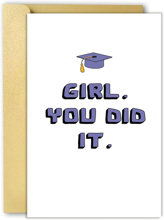 OJsensai Happy Graduation Card for Girls, Great High School Graduation Gifts for Bestie Friend Daughter Sister Niece, You Did It