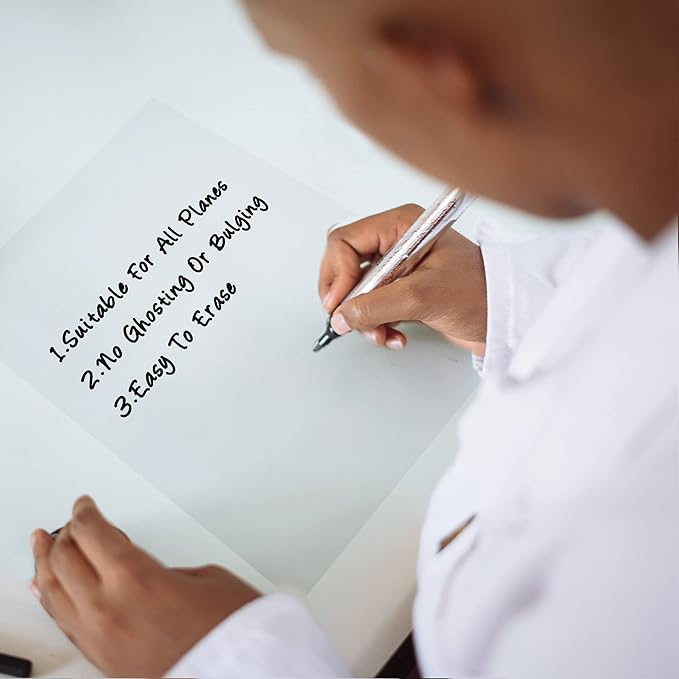 Clear Dry Erase Board Paper-Whiteboard for Fridge-Clear Contact Paper Sheets for Wall-Adhesive Dry Erase Board Sticker for Desk/Refrigerator/Office/Classroom/Wallpaper(8.27''X11.69''X2 Pcs)