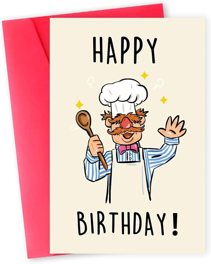 Funny Birthday Card for Men Women，Happy Birthday Cards for Grandma Grandpa，Unique Birthday Gifts for Mom Dad Husband Wife，Humorous Cartoon Bday Gift for Family Kids