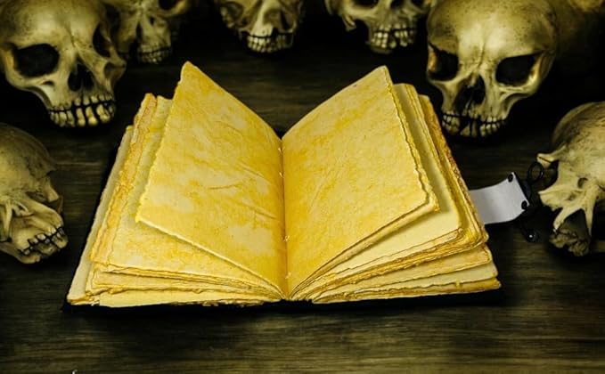 Spell Book of Shadows Journal with Lock Clasp Witchcraft Supplies Vintage Handmade Leather Luna Moths and Morpho Butterfly Print Diary Witchcraft Supplies (Wheel of Fortune)