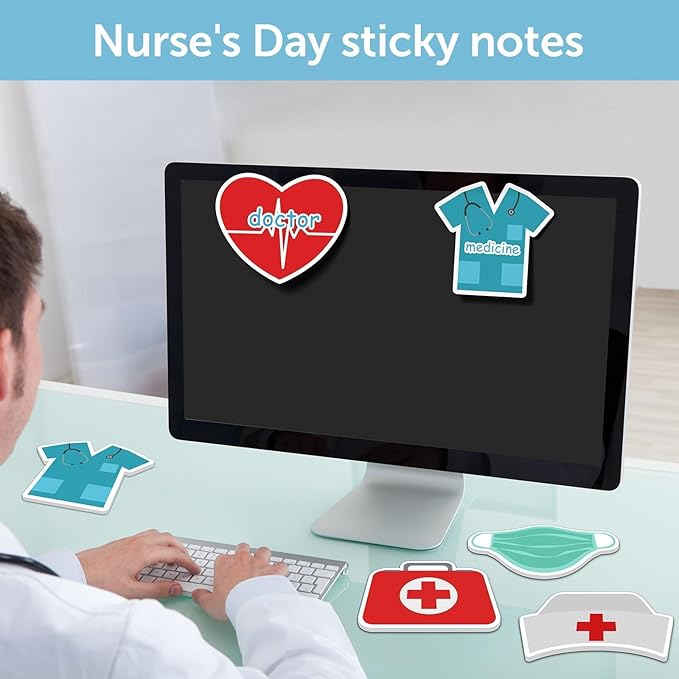 48 Pieces Nurses Day Sticky Notes Nurse Notes Pads Self-Adhesive Nursing Student Essentials Sticky Memo Notes for Hospital School Nurse Supplies Presents