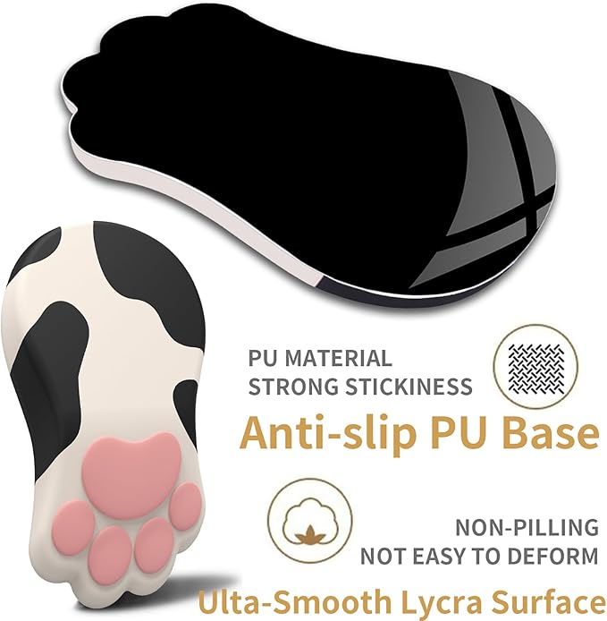 Ergonomic Mouse Pad with Wrist Rest,Cute Cat Paw Mousepad Wrist Support,Comfortable Massage Design Computer Pain Relief Mouse Pad with Non-Slip PU Base for Desk Laptop Gaming,Cow