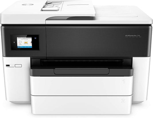 HP OfficeJet Pro 7740 Wide Format All-in-One Color Printer with Wireless Printing, Works with Alexa (G5J38A), White/Black