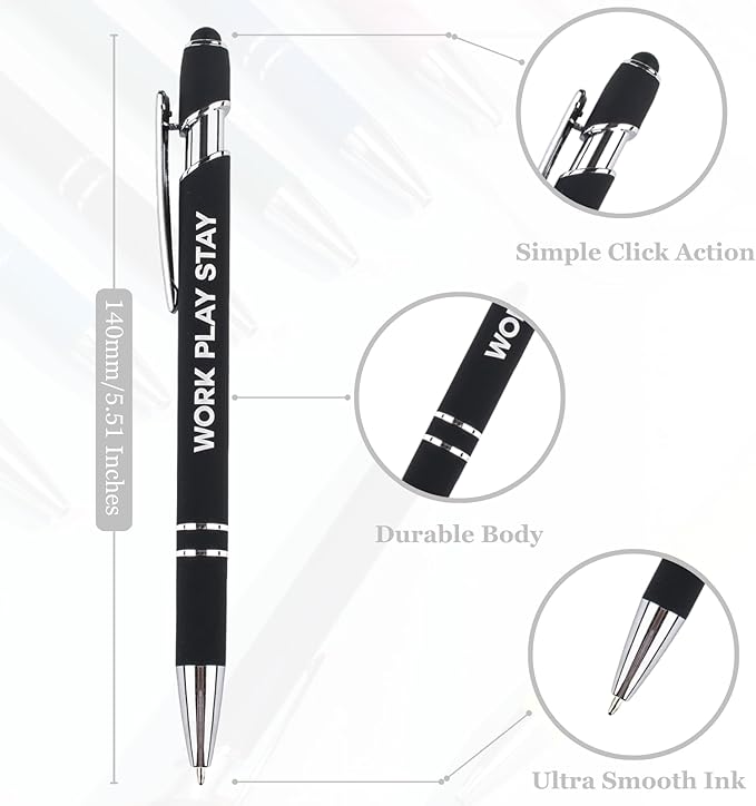 Up to 480 Pcs Personalized Pens in Bulk, Custom Metallic Printed Name Pens with Black Ink, Customized Pens Bulk with Stylus-Great Gift Ideas(Silver Barrel)