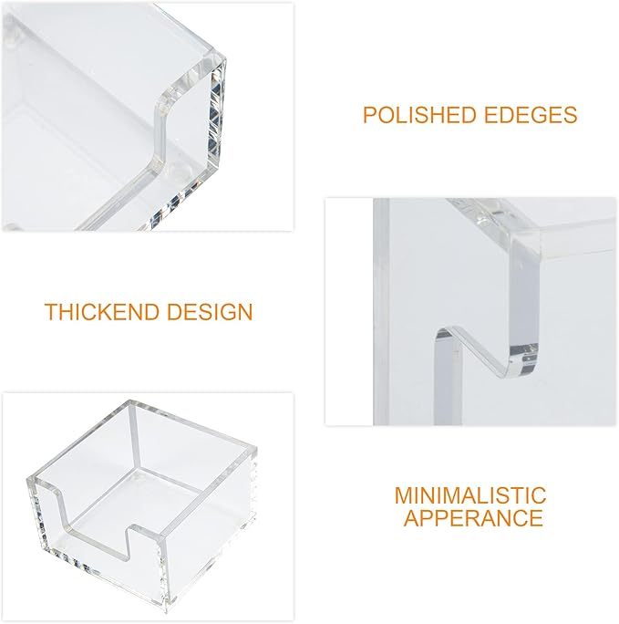 Acrylic Sticky Note Holder 3.9" x 3.9"x 2.4" for Desk Organization Office Home School Post Bank Memo Dispenser (DP012)