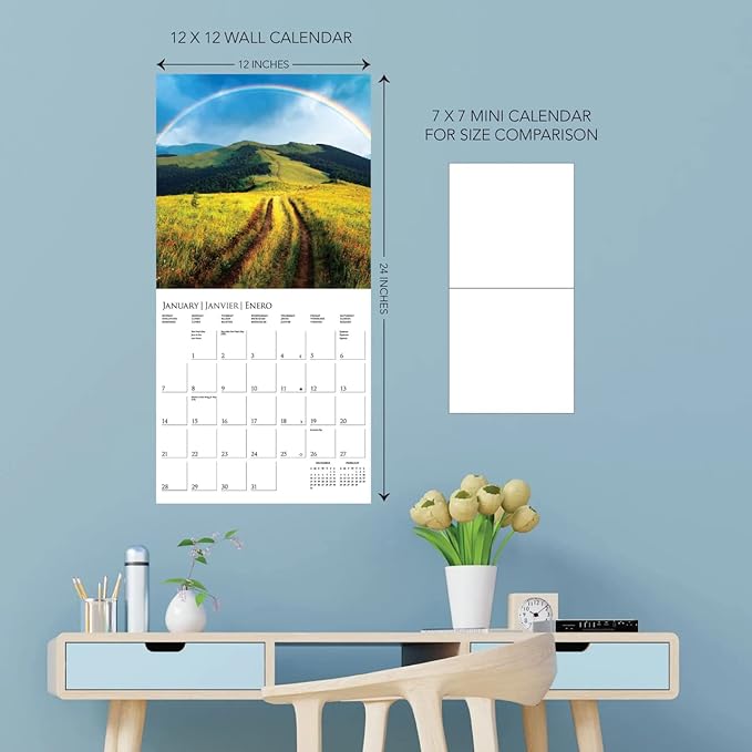 Graphique 2024 Chasing Rainbows Wall Calendar | 12” x 12” | Thick Paper | Home & Office Organizer | Large Monthly Grid | 3 Languages & Marked Holidays | 4 Month Preview Page for 2025