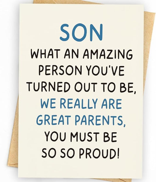 Son Birthday Card | Birthday Card Son | Birthday Card for Son | Son Birthday Card from Mom, Dad, and Parents | Funny & Happy Birthday Card for Adult Son | Birthday Gifts for Son