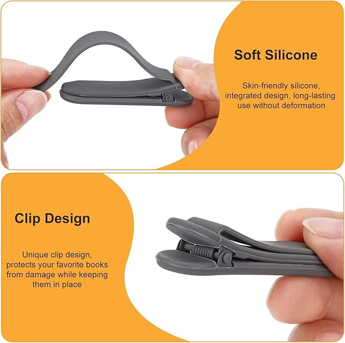 3Pcs Automatic Bookmark, Silicone Smart Book Marks for Reading Women, Men, Kids,Cute Unique Book Markers Bookmark Clip Reading Accessories Gifts for Book Lovers (Dark Grey 3pcs)